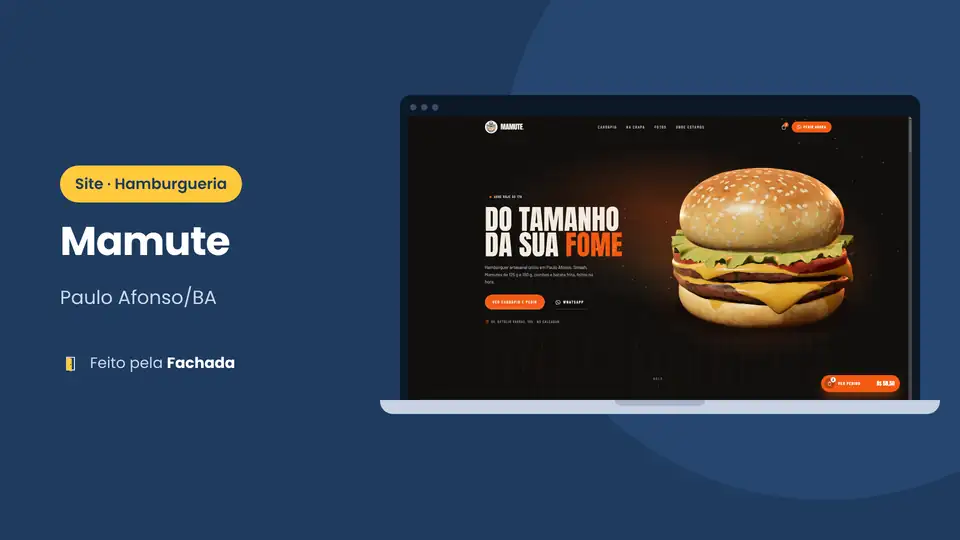Site da hamburgueria Mamute em Paulo Afonso/BA