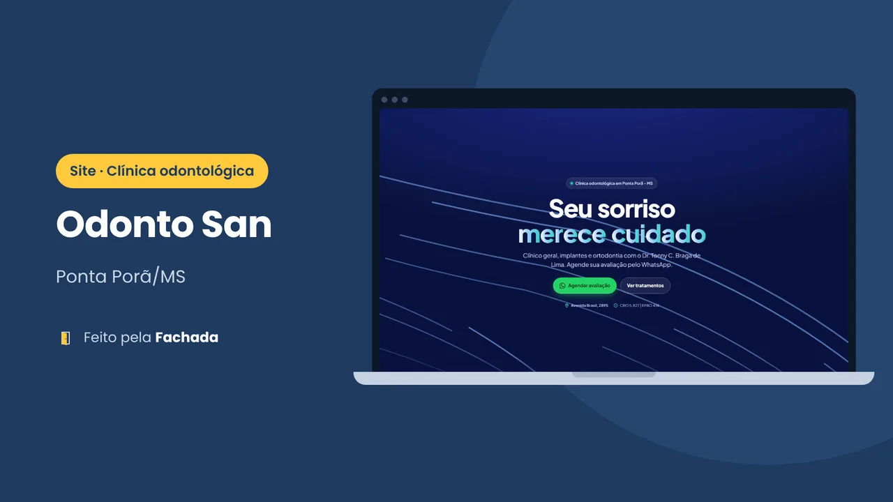 Site da clínica odontológica Odonto San